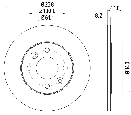 DON Bremseskive pcd12972 238mm 8mm for RENAULT