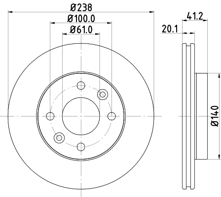 DON Bremseskive pcd12082 238mm 20mm for RENAULT NISSAN