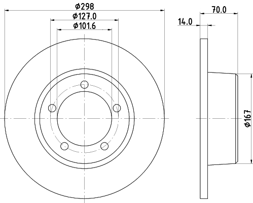 DON Bremseskive pcd21422 298mm 14mm for ROVER LAND ROVER