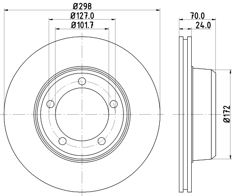 DON Bremseskive pcd20892 298mm 24mm for ROVER LAND ROVER