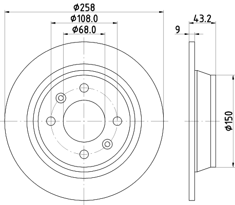 DON Bremseskive pcd14972 258mm 9mm for SAAB