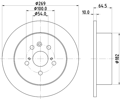 DON Bremseskive pcd16482 269mm 10mm for TOYOTA