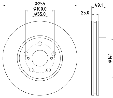 DON Bremseskive pcd15552 255mm 25mm for TOYOTA