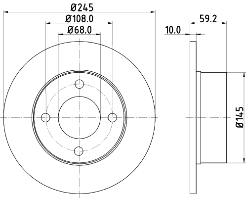 DON Bremseskive pcd12062 245mm 10mm for VW
