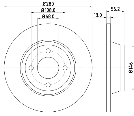 DON Bremseskive pcd12332 280mm 13mm for AUDI SEAT