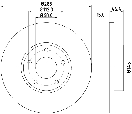 DON Bremseskive pcd13422 288mm 15mm for SEAT