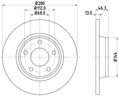 DON Bremseskive pcd12622 280mm 13mm for SEAT