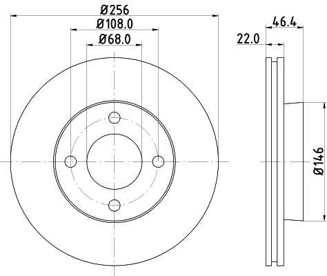 DON Bremseskive pcd14382 256mm 22mm for SEAT VW SKODA