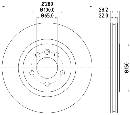 DON Bremseskive pcd15152 280mm 22mm for AUDI SEAT