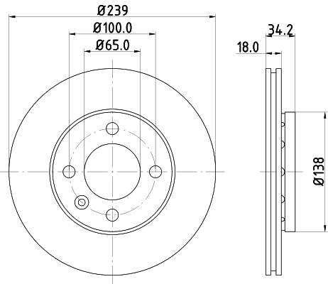 DON Bremseskive pcd10352 239mm 18mm for AUDI SEAT