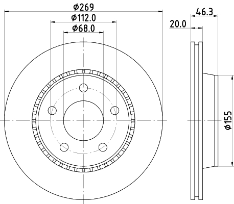 DON Bremseskive pcd15352 269mm 20mm for VW