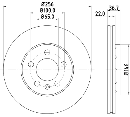 DON Bremseskive pcd10022 256mm 22mm for ZHONGHUA (BRILLIANCE) VW (SVW) SEAT SKODA (SVW) VW (FAW) VW AUDI