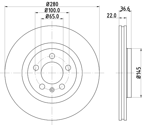 DON Bremseskive pcd10132 280mm 22mm for VW (SVW)