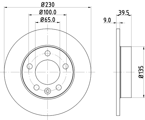 DON Bremseskive pcd10032 230mm 9mm for ZHONGHUA (BRILLIANCE) SKODA (SVW) SKODA