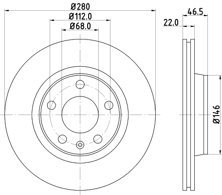 DON Bremseskive pcd10522 280mm 22mm for SKODA AUDI VW