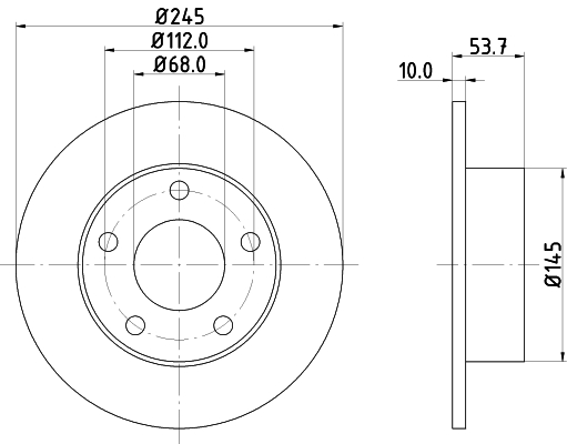 DON Bremseskive pcd13742 245mm 10mm for VW