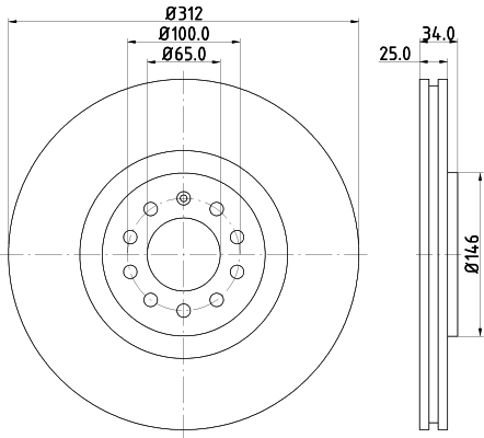 DON Bremseskive pcd12262 312mm 25mm for SEAT VW (FAW)