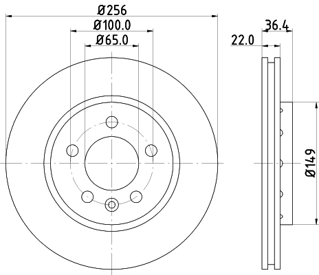 DON Bremseskive pcd12452 256mm 22mm for VW VW (FAW)