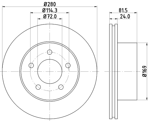 DON Bremseskive pcd22732 280mm 24mm for JEEP