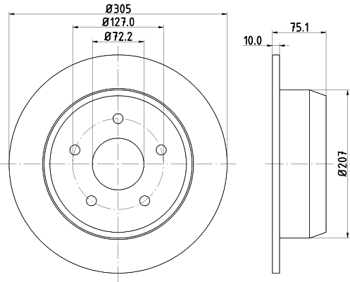 DON Bremseskive pcd23092 305mm 10mm for JEEP