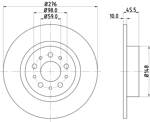 DON Bremseskive pcd13562 276mm 10mm for ALFA ROMEO