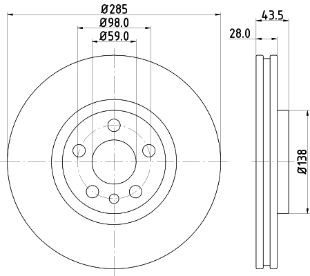 DON Bremseskive pcd12422 285mm 28mm for FIAT PEUGEOT CITROËN