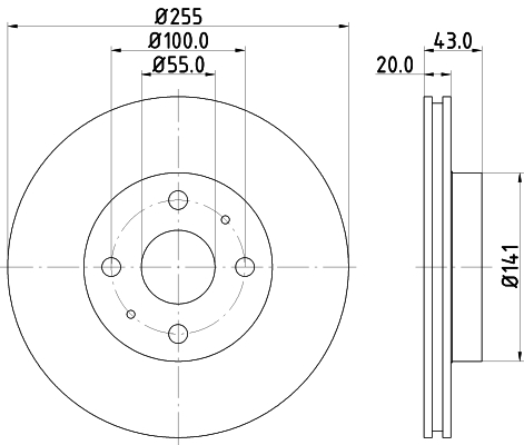 DON Bremseskive pcd12172 255mm 20mm for ENGLON TOYOTA