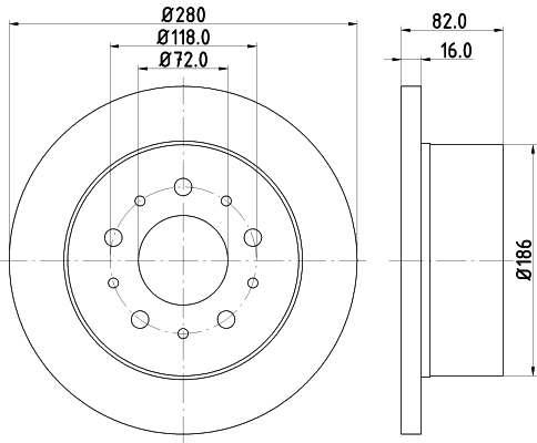 DON Bremseskive pcd18192 280mm 16mm for FIAT PEUGEOT CITROËN
