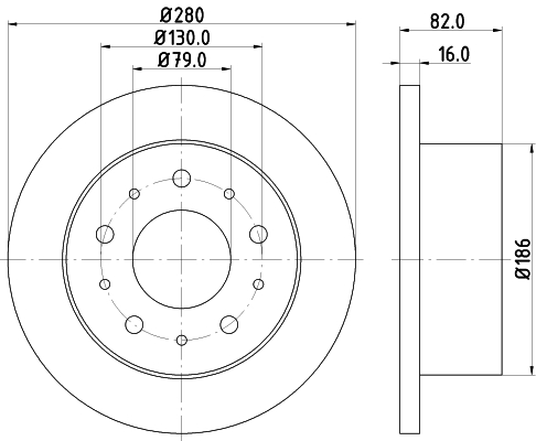 DON Bremseskive pcd19442 280mm 16mm for PEUGEOT FIAT CITROËN