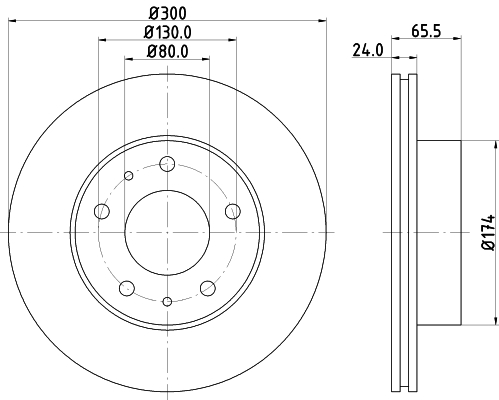 DON Bremseskive pcd19452 300mm 24mm for CITROËN FIAT PEUGEOT