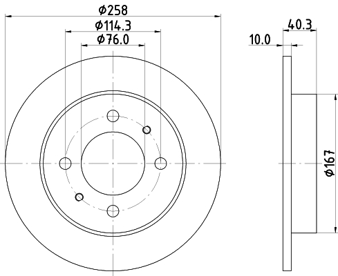 DON Bremseskive pcd14962 258mm 10mm for HYUNDAI