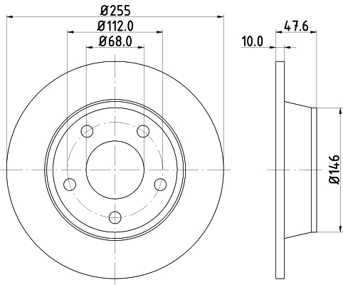 DON Bremseskive pcd12482 255mm 10mm for VW