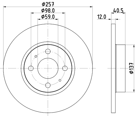 DON Bremseskive pcd14462 258mm 12mm for FIAT