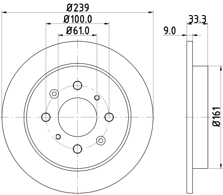 DON Bremseskive pcd12612 239mm 9mm for HONDA