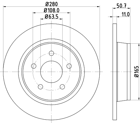 DON Bremseskive pcd11592 280mm 11mm for FORD FORD (CHANGAN)