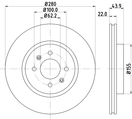 DON Bremseskive pcd13462 280mm 22mm for KIA