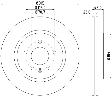 DON Bremseskive pcd14152 315mm 23mm for VAUXHALL