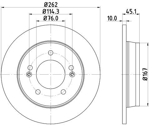 DON Bremseskive pcd13192 262mm 10mm for HYUNDAI KIA