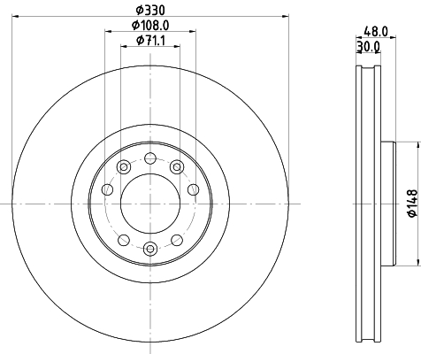DON Bremseskive pcd22871 330mm 30mm for PEUGEOT