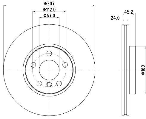 DON Bremseskive pcd22862 307mm 24mm for BMW BMW (BRILLIANCE)