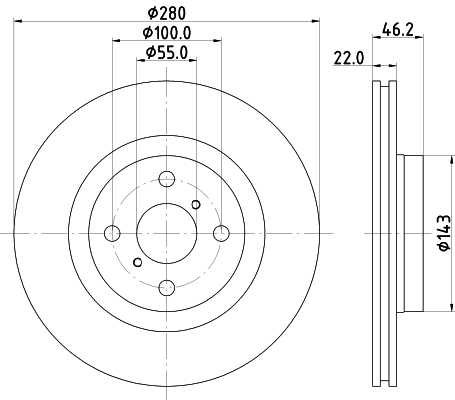 DON Bremseskive pcd17142 280mm 22mm for TOYOTA