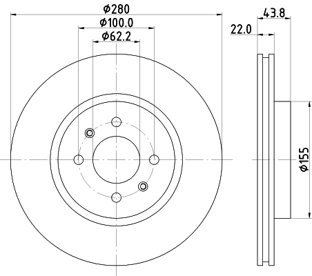 DON Bremseskive pcd22882 280mm 22mm for KIA HYUNDAI