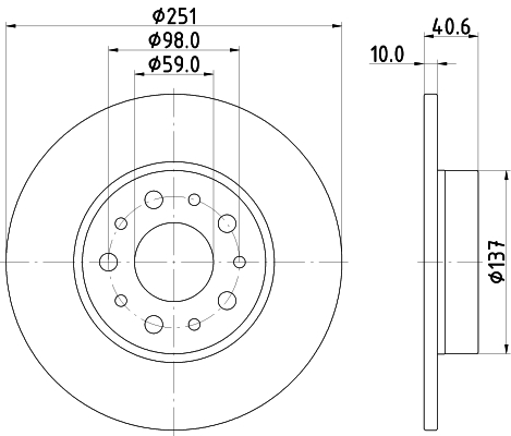 DON Bremseskive pcd14922 251mm 10mm for FIAT