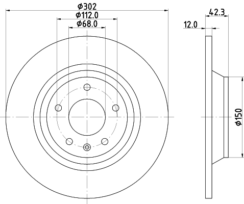 DON Bremseskive pcd21452 302mm 12mm for VW