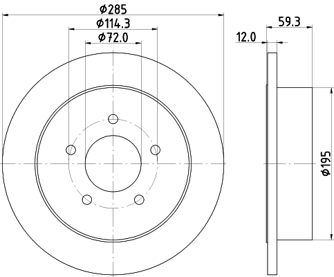 DON Bremseskive pcd23192 285mm 12mm for JEEP