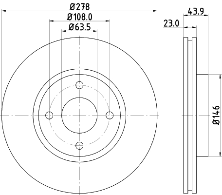 DON Bremseskive pcd12872 278mm 23mm for FORD