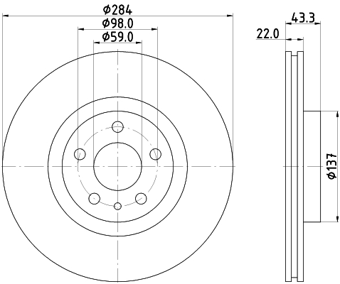 DON Bremseskive pcd14032 284mm 22mm for FIAT