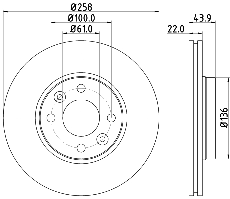 DON Bremseskive pcd12242 258mm 22mm for MERCEDES-BENZ LADA NISSAN DACIA RENAULT