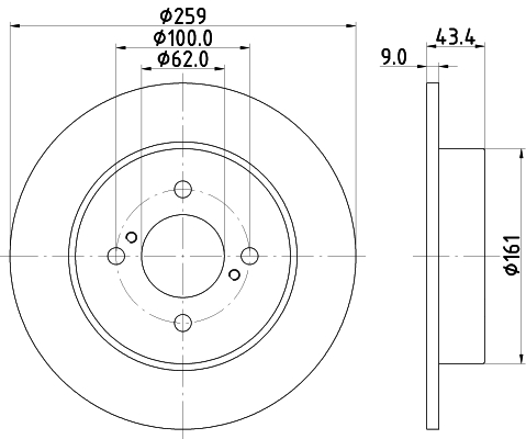 DON Bremseskive pcd16202 259mm 9mm for SUZUKI