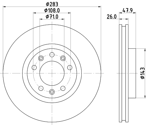 DON Bremseskive pcd19662 283mm 26mm for PEUGEOT